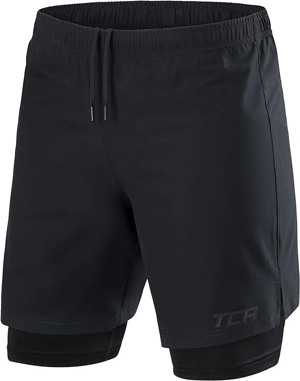2-in-1  Stretch Shorts, Black