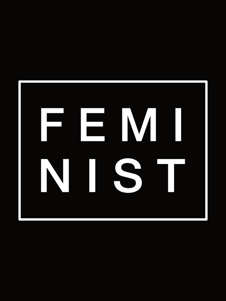 (Neu) Damen Oversize Cropped T-Shirt, FEMINIST, Schwarz