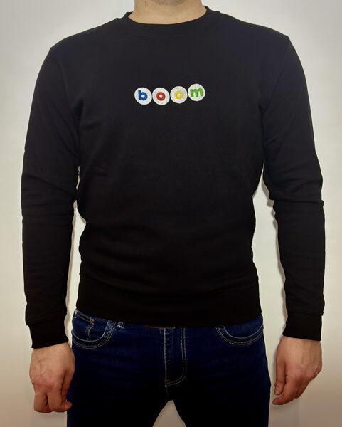 Boom (in Google style) Embroidered Crewneck Balck, Unisex fit