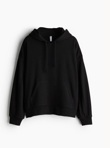 Übergroßer Baumwoll-Hoodie mit individueller stickerei, Farbe-Schwarz