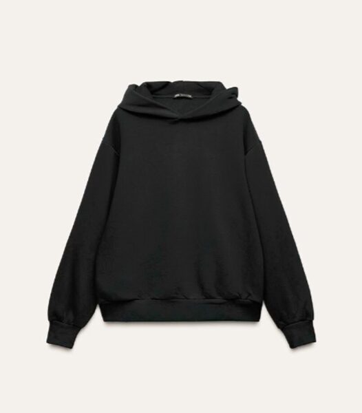 Übergroßer Baumwoll-Hoodie mit individueller stickerei, Farbe-Schwarz