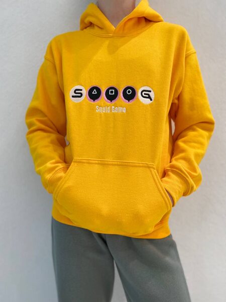 Kids Squid Game Embroidered Crewneck Yellow, Unisex fit