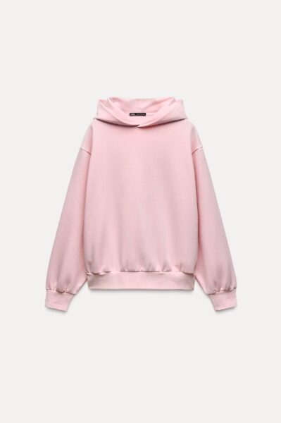 Oversized cotton hoodie with custom embroidery, Color-Pink