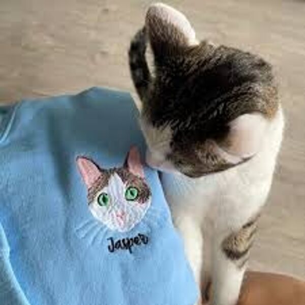 Embroidery on a t-shirt or hoodie: Pet portrait 